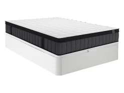 Ensemble 160 x 200 cm sommier coffre blanc + matelas hybride ressorts ensachés 7 zones et gel à mémoire de forme ép.25cm - TOLCA