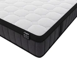 Ensemble 160 x 200 cm sommier coffre blanc + matelas hybride ressorts ensachés 7 zones et gel à mémoire de forme ép.25cm - TOLCA
