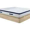 Ensemble 180 x 200 cm sommier coffre naturel clair + matelas hybride ressorts ensachés ép.30cm - MARQUIS de PALACIO