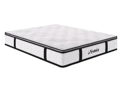 Ensemble 140 x 190 cm sommier coffre naturel clair + matelas ressorts ensachés surmatelas intégré ép.28cm - AMERICAN DREAM de