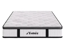 Ensemble 140 x 190 cm sommier coffre naturel clair + matelas ressorts ensachés surmatelas intégré ép.28cm - AMERICAN DREAM de