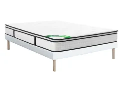 Ensemble 160 x 200 cm sommier tapissier + matelas ressorts ensachés 7 zones surmatelas intégré et coutil bambou ép.26cm - MIREZA