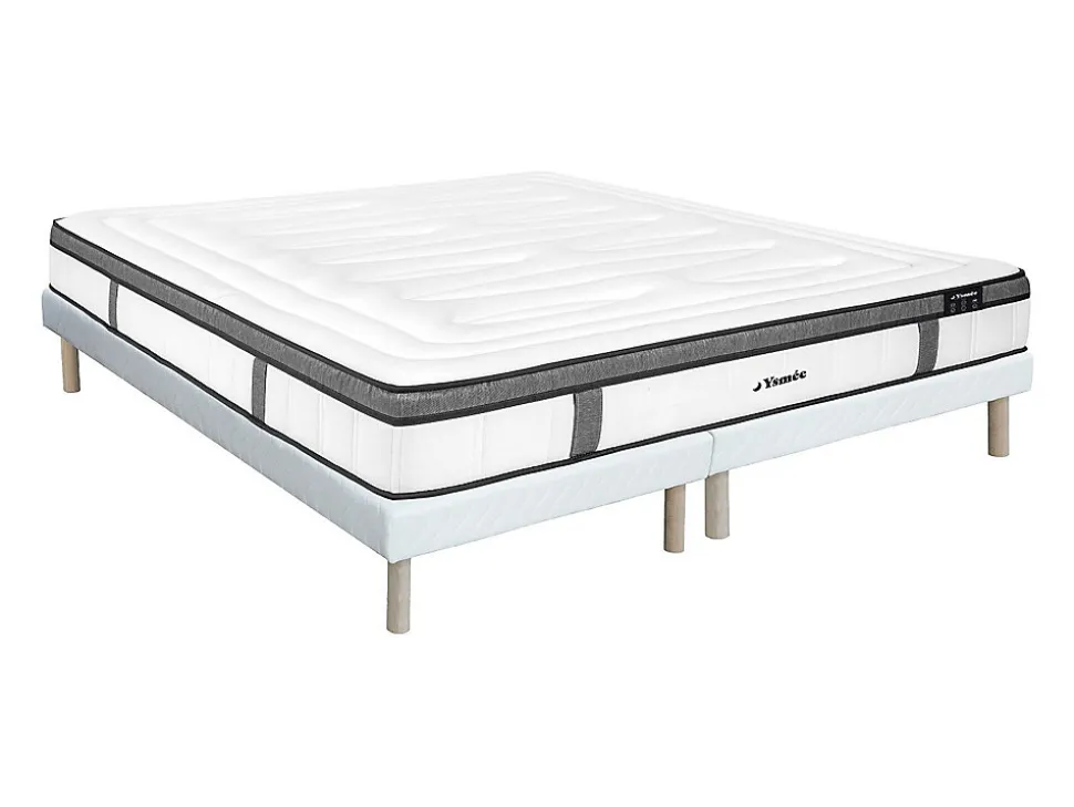 Ensemble 180 x 200 cm sommier tapissier + matelas hybride ressorts ensachés 7 zones et mémoire de forme ép.30cm - OLIANE de YSMÉE