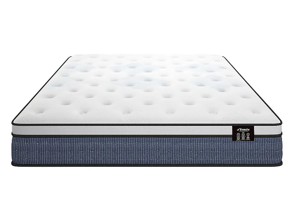 Ensemble 140 x 190 cm sommier tapissier + matelas ressorts ensachés 7 zones et accueil gel à mémoire de forme ép.23cm - VARNO de