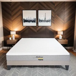 Ensemble Amboise 90x200 cm Matelas Mousse + Sommier Bois