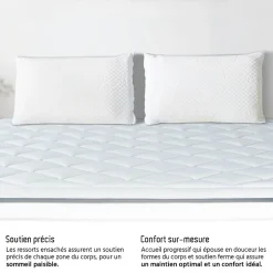 Ensemble Bartoldi 160x200 cm Matelas Ressorts ensachés + Sommier Bois