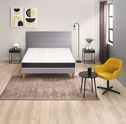 Ensemble Bultex ESSENTIAL + Sommier POWER + pieds 90x200 Mousse
