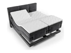 Ensemble complet boxspring tête de lit capitonnée + sommiers relaxation électrique + matelas + surmatelas - 2 x 80 x 200 cm -