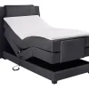 Ensemble complet boxspring tête de lit + sommiers relaxation électrique + matelas + surmatelas - 100 x 200 cm - Tissu - Anthracite