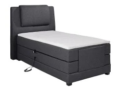 Ensemble complet boxspring tête de lit + sommiers relaxation électrique + matelas + surmatelas - 100 x 200 cm - Tissu - Anthracite