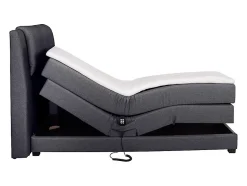 Ensemble complet boxspring tête de lit + sommiers relaxation électrique + matelas + surmatelas - 100 x 200 cm - Tissu - Anthracite