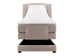Ensemble complet boxspring tête de lit + sommiers relaxation électrique + matelas + surmatelas - 100 x 200 cm - Tissu - Beige -