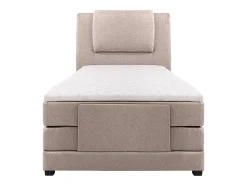 Ensemble complet boxspring tête de lit + sommiers relaxation électrique + matelas + surmatelas - 100 x 200 cm - Tissu - Beige -