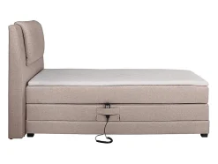 Ensemble complet boxspring tête de lit + sommiers relaxation électrique + matelas + surmatelas - 100 x 200 cm - Tissu - Beige -