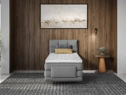 Ensemble complet boxspring tête de lit capitonnée + sommiers relaxation électrique + matelas + surmatelas - 100 x 200 cm - Tissu -