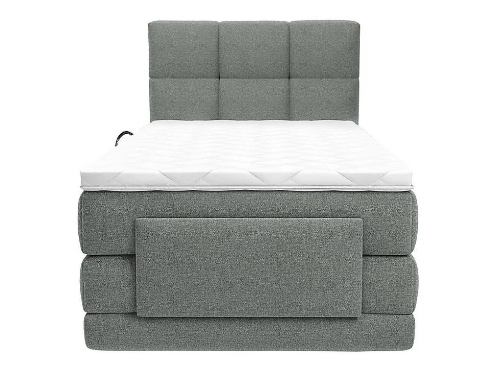 Ensemble complet boxspring tête de lit capitonnée + sommiers relaxation électrique + matelas + surmatelas - 100 x 200 cm - Tissu -
