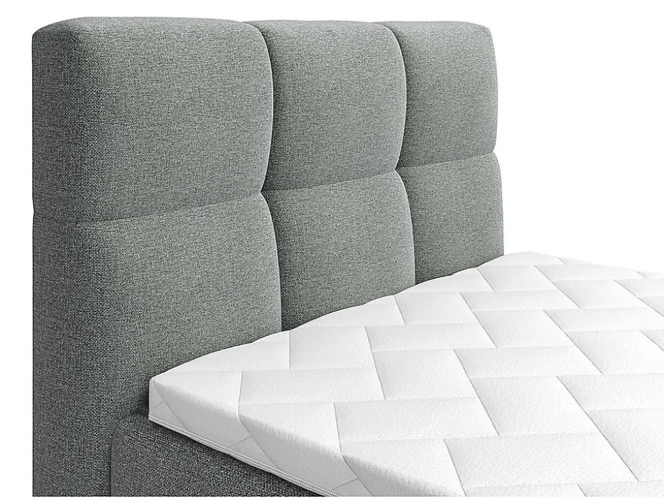 Ensemble complet boxspring tête de lit capitonnée + sommiers relaxation électrique + matelas + surmatelas - 100 x 200 cm - Tissu -