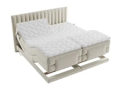 Ensemble complet boxspring tête de lit coutures verticales + sommiers relaxation électrique + matelas + surmatelas - 2 x 90 x 200