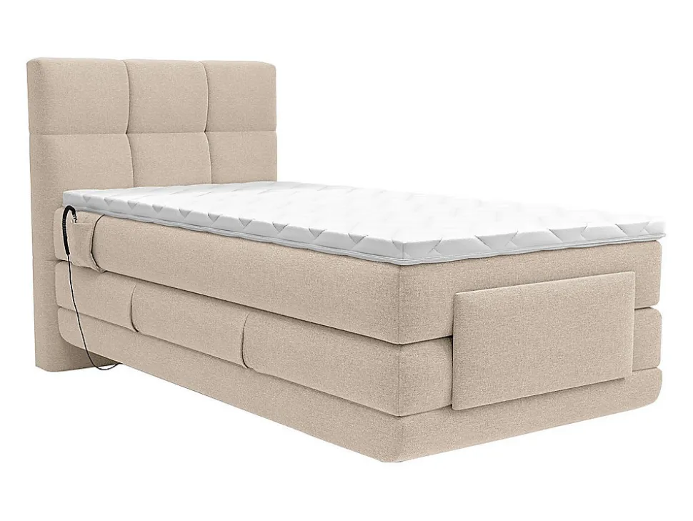 Ensemble complet boxspring tête de lit capitonnée + sommiers relaxation électrique + matelas + surmatelas - 100 x 200 cm - Tissu -