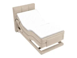 Ensemble complet boxspring tête de lit capitonnée + sommiers relaxation électrique + matelas + surmatelas - 100 x 200 cm - Tissu -