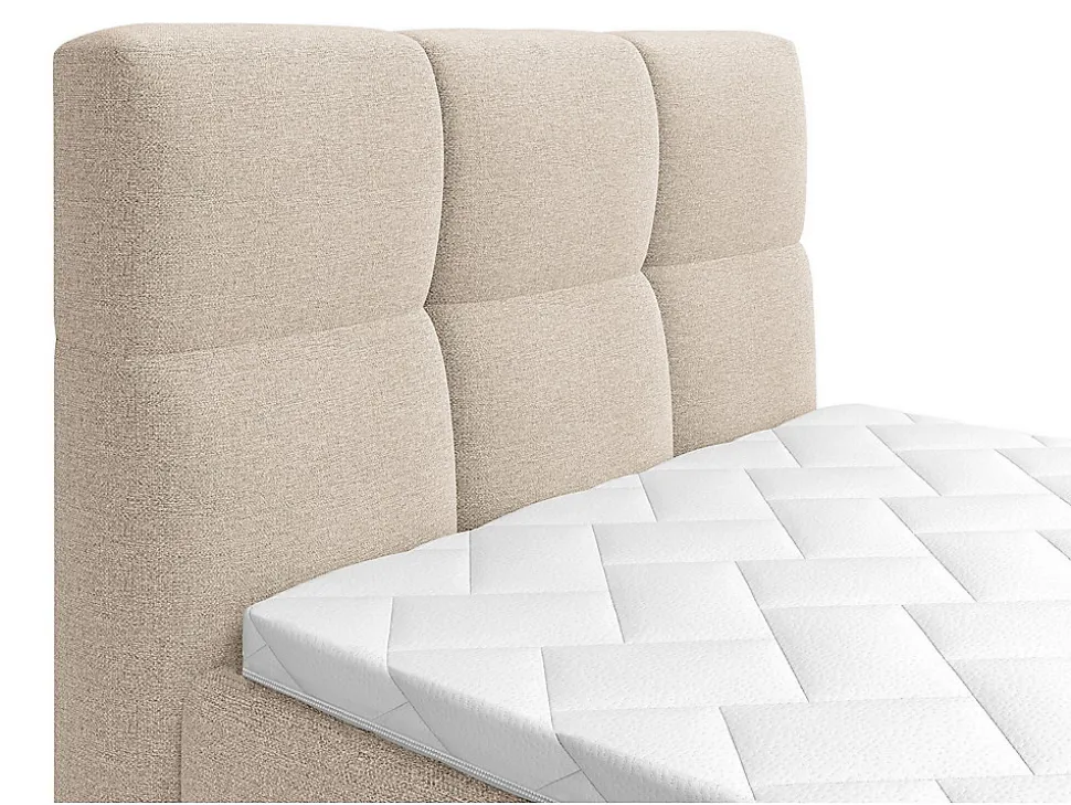 Ensemble complet boxspring tête de lit capitonnée + sommiers relaxation électrique + matelas + surmatelas - 100 x 200 cm - Tissu -
