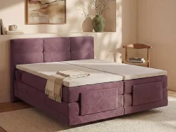 Ensemble complet boxspring tête de lit capitonnée + sommiers relaxation électrique + matelas + surmatelas - 2 x 90 x 200 cm -