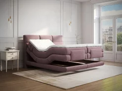 Ensemble complet boxspring tête de lit capitonnée + sommiers relaxation électrique + matelas + surmatelas - 2 x 90 x 200 cm -