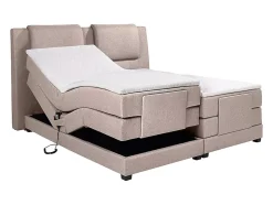 Ensemble complet boxspring tête de lit + sommiers relaxation électrique + matelas + surmatelas - 2 x 90 x 200 cm - Tissu - Beige