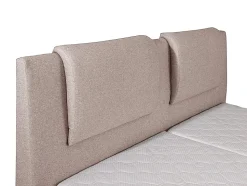 Ensemble complet boxspring tête de lit + sommiers relaxation électrique + matelas + surmatelas - 2 x 90 x 200 cm - Tissu - Beige