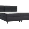 Ensemble complet boxspring tête de lit capitonnée + sommiers + matelas + surmatelas - 2 x 90 x 200 cm - Tissu - Anthracite - LODI