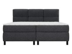 Ensemble complet boxspring tête de lit capitonnée + sommiers + matelas + surmatelas - 2 x 90 x 200 cm - Tissu - Anthracite - LODI