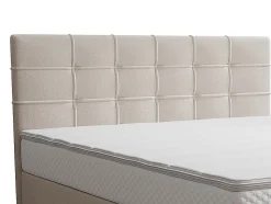 Ensemble complet boxspring tête de lit capitonnée + sommier + matelas + surmatelas - 180 x 200 cm - Tissu - Beige - INAO de YSMÉE