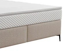 Ensemble complet boxspring tête de lit capitonnée + sommier + matelas + surmatelas - 180 x 200 cm - Tissu - Beige - INAO de YSMÉE