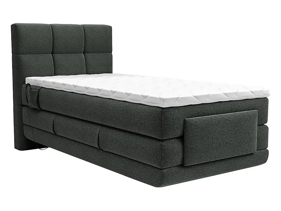Ensemble complet boxspring tête de lit capitonnée + sommiers relaxation électrique + matelas + surmatelas - 100 x 200 cm - Tissu -