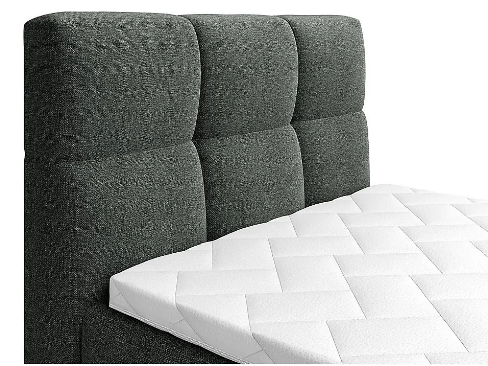 Ensemble complet boxspring tête de lit capitonnée + sommiers relaxation électrique + matelas + surmatelas - 100 x 200 cm - Tissu -