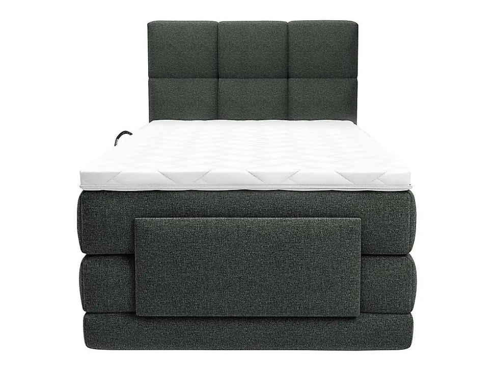 Ensemble complet boxspring tête de lit capitonnée + sommiers relaxation électrique + matelas + surmatelas - 100 x 200 cm - Tissu -