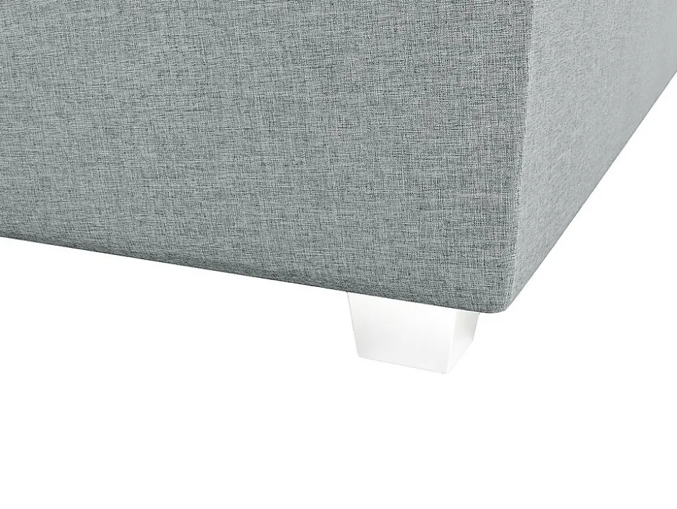 Ensemble complet boxspring tête de lit + sommier + matelas + surmatelas - 180 x 200 cm - Tissu - Gris clair - ONAN de YSMÉE