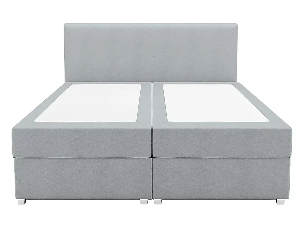 Ensemble complet boxspring tête de lit + sommier + matelas + surmatelas - 180 x 200 cm - Tissu - Gris clair - ONAN de YSMÉE