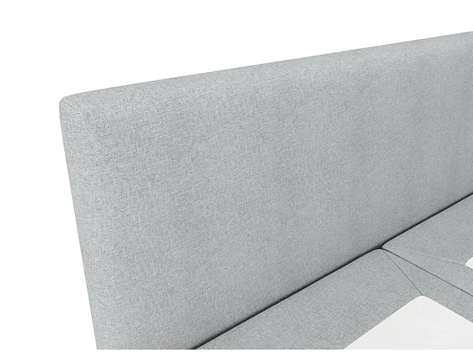 Ensemble complet boxspring tête de lit + sommier + matelas + surmatelas - 180 x 200 cm - Tissu - Gris clair - ONAN de YSMÉE