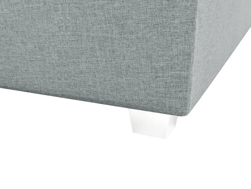 Ensemble complet boxspring tête de lit + sommier + matelas + surmatelas - 180 x 200 cm - Tissu - Gris clair - ONAN de YSMÉE