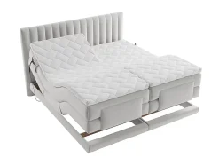 Ensemble complet boxspring tête de lit coutures verticales + sommiers relaxation électrique + matelas + surmatelas - 2 x 90 x 200