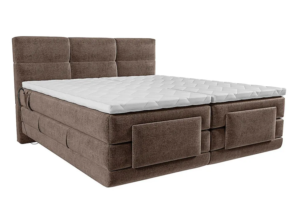 Ensemble complet boxspring tête de lit capitonnée + sommiers relaxation électrique + matelas + surmatelas - 2 x 80 x 200 cm -