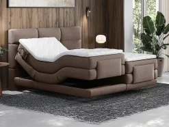 Ensemble complet boxspring tête de lit capitonnée + sommiers relaxation électrique + matelas + surmatelas - 2 x 80 x 200 cm -