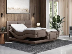 Ensemble complet boxspring tête de lit capitonnée + sommiers relaxation électrique + matelas + surmatelas - 2 x 80 x 200 cm -