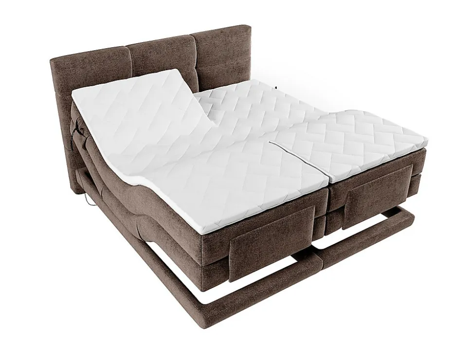 Ensemble complet boxspring tête de lit capitonnée + sommiers relaxation électrique + matelas + surmatelas - 2 x 80 x 200 cm -