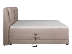 Ensemble complet boxspring tête de lit + sommiers relaxation électrique + matelas + surmatelas - 2 x 80 x 200 cm - Tissu - Beige