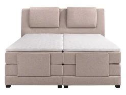 Ensemble complet boxspring tête de lit + sommiers relaxation électrique + matelas + surmatelas - 2 x 80 x 200 cm - Tissu - Beige