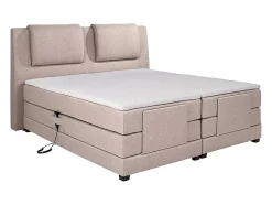 Ensemble complet boxspring tête de lit + sommiers relaxation électrique + matelas + surmatelas - 2 x 80 x 200 cm - Tissu - Beige