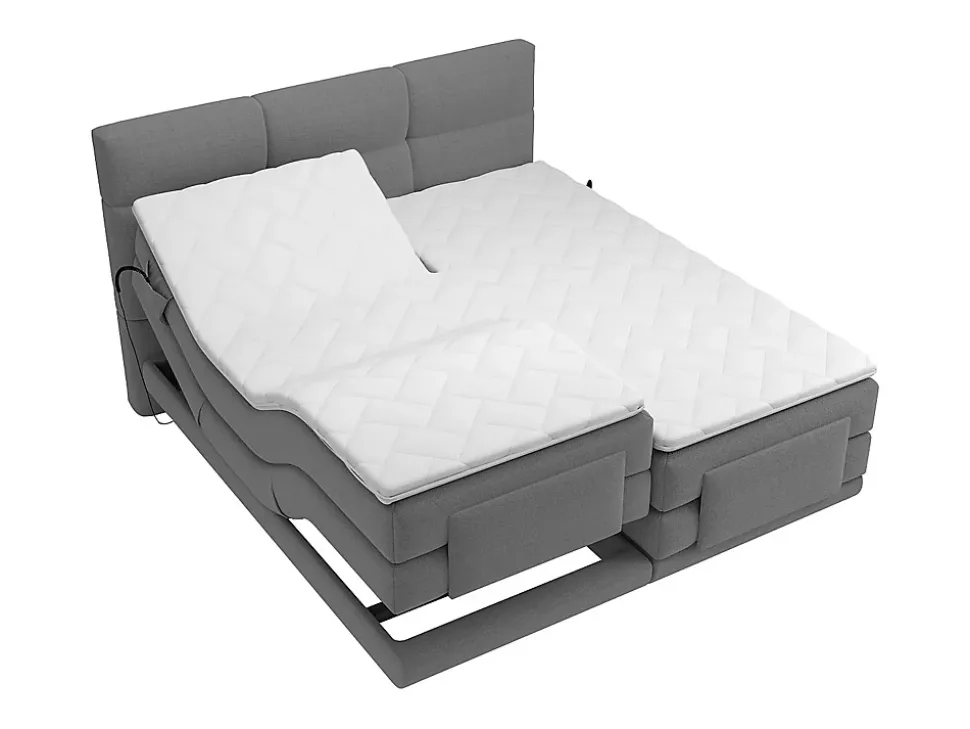 Ensemble complet boxspring tête de lit capitonnée + sommiers relaxation électrique + matelas + surmatelas - 2 x 90 x 200 cm -