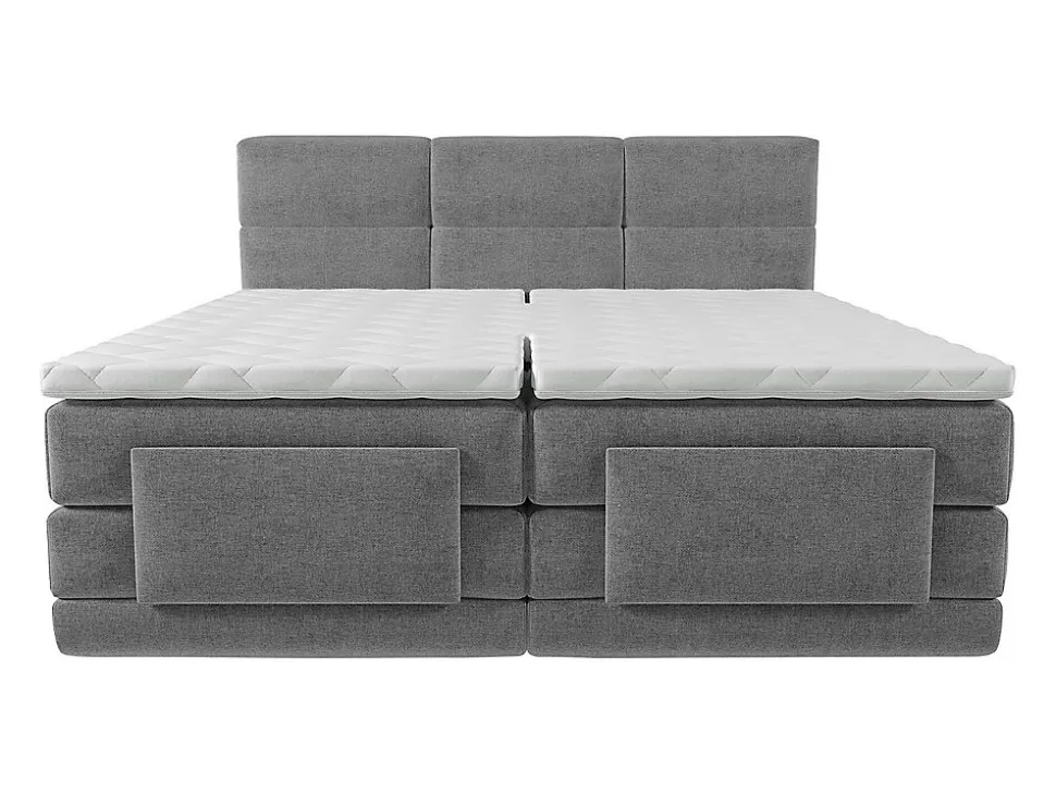 Ensemble complet boxspring tête de lit capitonnée + sommiers relaxation électrique + matelas + surmatelas - 2 x 90 x 200 cm -